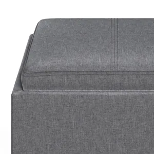 Rockwood - Cube Storage Ottoman with Tray - Slate Grey