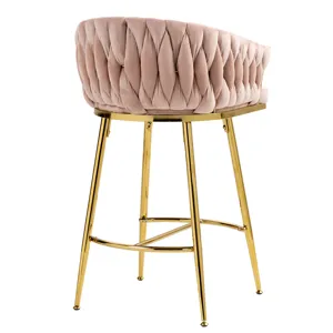 Counter Height Bar Stools (Set of 2) Kitchen Island Counter Bar Stool With Hand-Wave Back, Golden Ch
