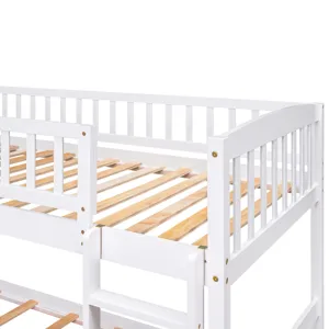Stairway Twin Over Twin Bunk Bed With Two Drawers And Slide - White