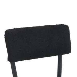Modern Teddy Fabric Upholstered Bar Stools (Set of 2)- Black