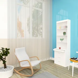 Morden Deisgn Full Size Vertical Murphy Bed With Shelf And Drawers For Bedroom Or Guestroom Wall Bed