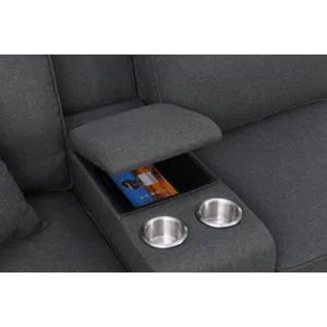 Hannah - Sectional Sofa With Ottoman - Dark Gray