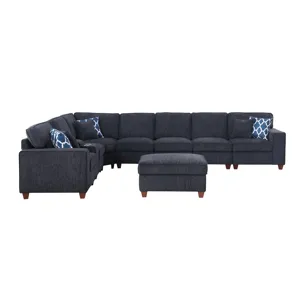 Lily - Sectional Sofa With Ottoman - Black