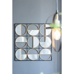 Eclectic Styling Metal Beaded Wall Mirror With Contemporary Design For Bedroom, Liveroom & Entryway 