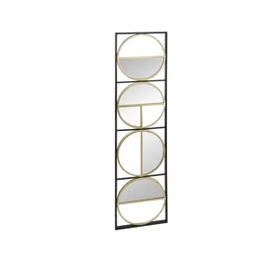 Eclectic Styling Metal Beaded Wall Mirror With Contemporary Design For Bedroom, Liveroom - Golden Bl