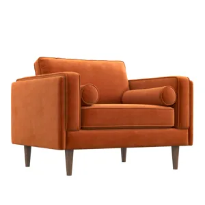 Amber - Velvet Lounge Chair - Orange