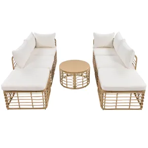 7 Pieces Outdoor Patio Furniture, All-Weather Rattan Sectional Sofa Set With Thick Cushions And Pill