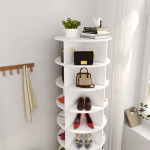 New 360 Rotating Shoe Cabinet 7 Layers Holds Up To 28 Paris Of Shoes - White