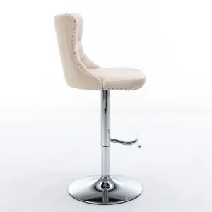 Swivel Velvet Barstools Adjusatble Seat Height From 25-33\", Modern Upholstered Chrome Base Bar Stoo