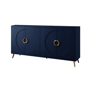 Modern Lacquered 4 Door Wooden Cabinet Sideboard Buffet Server Cabinet Storage Cabinet, For Living R