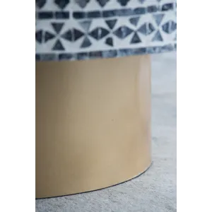 Unique Capiz Coffee Table With Pedestal Base - Gray / Ivory / Gold