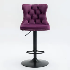 Swivel Velvet Barstools Adjusatble Seat Height , Modern Upholstered Bar Stools With Backs Comfortabl