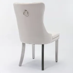 Nikki - Modern, High-End Tufted Solid Wood Contemporary Velvet Upholstered Dining Chair With Chrome 