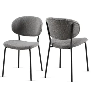 Boucle Dining Chairs, Dining Chairs With Metal Legs For Dining Room, Kitchen, Living Room (Set of 2)