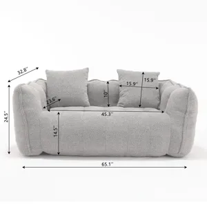 Soft Beanbag Chair With High Resilience Foam Core For Two People - Gray