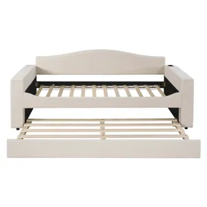 Twin Size Upholstered Daybed With Storage Armrests, Trundle And Latest Integrated Bluetooth Audio Sy