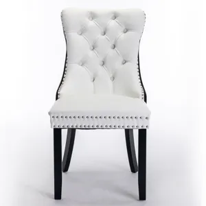 Nikki - Modern, High-End Tufted Solid Wood Contemporary PU And Velvet Upholstered Dining Chair With 
