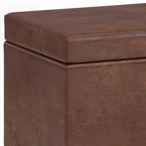 Avalon - Extra Large Storage Ottoman Bench - Distressed Saddle Brown