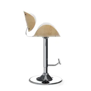 Marana - Bentwood Adjustable Swivel Bar Stool - White / Light Brown