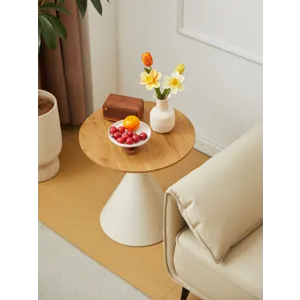 Round Coffee Table - Brown / White