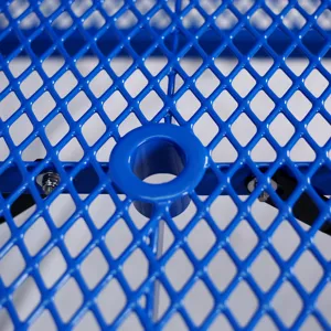 Rectangular Outdoor Steel Picnic Table With Umbrella Pole - Blue