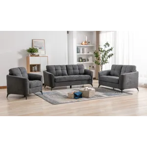 Callie - Woven Fabric Sofa Loveseat Chair Living Room (Set of 2) - Gray
