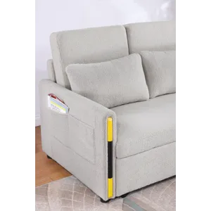 Percy - Teddy Velvet Sleeper Loveseat With Dual-Pull Sleeper Design - Beige