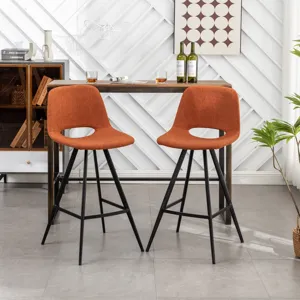 Porth - 28.25\" Fabric Kitchen Counter Height Stools (Set of 2) - Orange