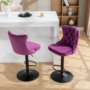 Swivel Velvet Barstools Adjusatble Seat Height , Modern Upholstered Bar Stools With Backs Comfortabl