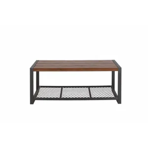 Console Coffee Table With Reclaimed Wood Finish, For Living Room - Natural