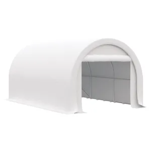 Outsunny - 10\' x 16\' Carport, Heavy Duty Portable Garage Storage Tent With Large Zippered Door, An