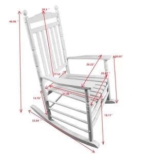 Balcony Porch Wood Adult Rocking Chair - White