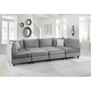 Simona - Velvet 8 Piece Modular Sectional Sofa - Gray