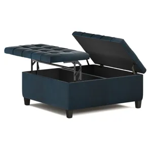 Harrison - Coffee Table Storage Ottoman - Distressed Dark Blue