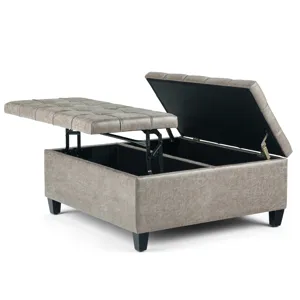 Harrison - Coffee Table Storage Ottoman - Distressed Grey Taupe