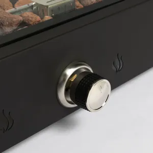 28\" Tabletop Fire Pit, Propane Gas Fire Pit With Quick Connect Joint, Glass Wind Guard And Lava Roc