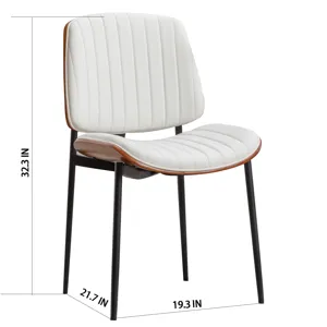 Dining Chairs (Set of 2) Mid-Century Modern Retro Faux Leather Chair With Bentwood Upholstered Seat 