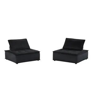 Anna - Velvet Armless Lounge Chair (Set of 2) - Black