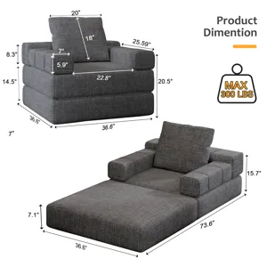 Single Sofa Chair That Converts To A Single Sofa Bed For Living Room, Guest Room, Playroom - Dark Gr