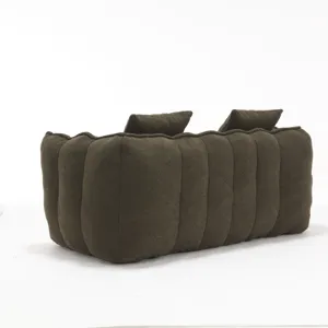 Soft Beanbag Chair With High Resilience Foam Core For Two People - Olive Green