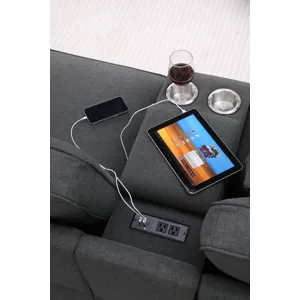 Hannah - Sectional Sofa With Ottoman - Dark Gray