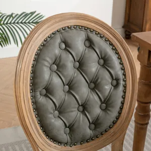French Style Solid Wood Frame Antique Painting, Hand-Pulled Buckle Decoration PU Artificial Leather 