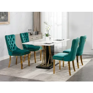 Nikki - Modern, High-End Tufted Solid Wood Contemporary Velvet Upholstered Dining Chair With Golden 