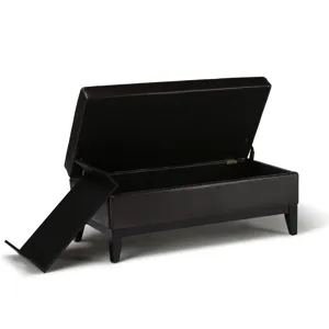 Oregon - Storage Ottoman Bench with Tray - Tanners Brown