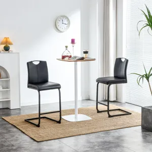 PU Chair Barstool Dining Counter Height Chair (Set of 2) - Black