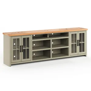 Vineyard - 96\" TV Stand - Sage Green / Fruitwood
