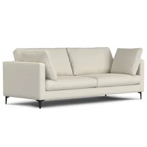 Ava - 90\" Mid Century Sofa with Ottoman Set - Cream