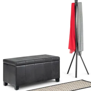 Dover - Storage Ottoman Bench - Distressed Black