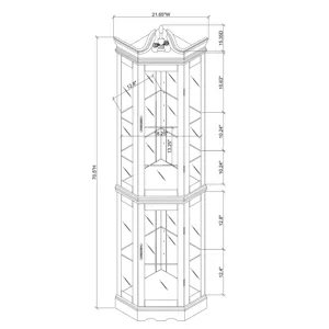 Corner Curio Cabinet With Lights, Adjustable Tempered Glass Shelves, Display Cabinet (E26 Light Bulb Not Included) - Mirrored / Walnut