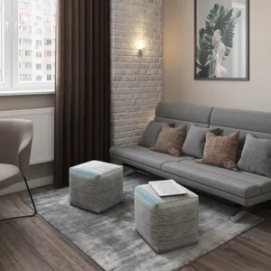 Naya - Cube Pouf - Blue Melange